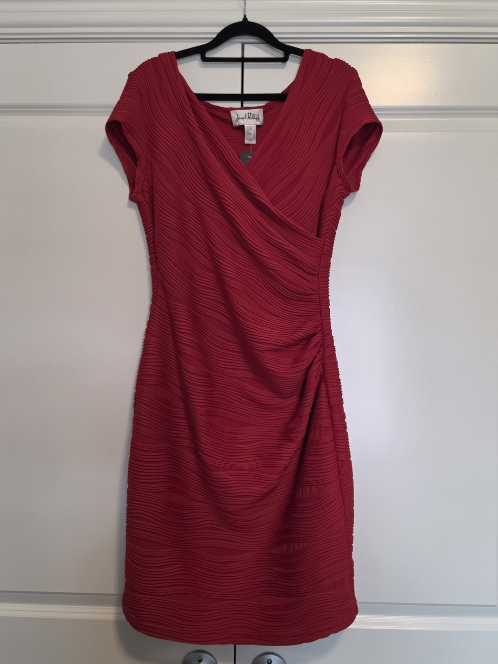 JOSEPH RIBKOFF TEXTURED MOCK WRAP DRESS SIZE 10